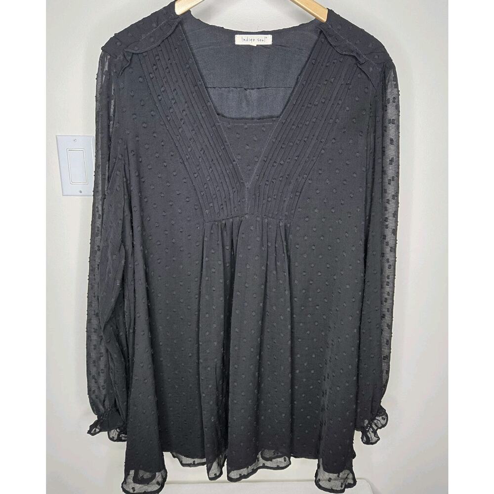 Indigo Soul Black Long Sheer Sleeve Baby Doll Dress Size Large